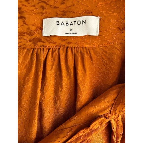 BABATON ARITZIA Vandely Burnt Orange Button Down Long Sleeve Neck Tie Sz Med - Picture 5 of 7